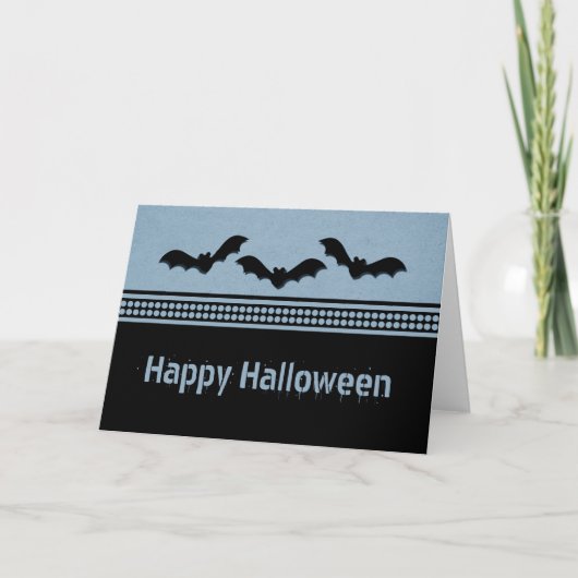 Gone Batty Halloween Kaart, Light Blue Kaart (Voorkant)