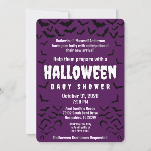 Gone Batty Halloween Kostuum Party Baby shower Kaart (Voorkant)