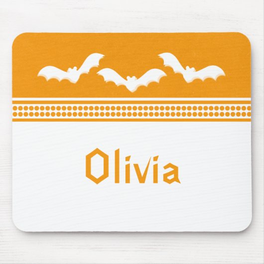 Gone Batty Halloween Mousepad, Oranje & wit Muismat (Voorkant)