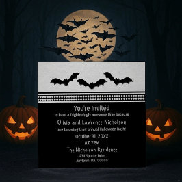 Gone Batty Halloween Party Invite, Light Grey Kaart