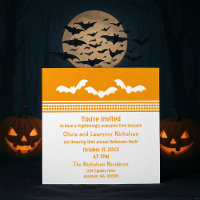 Gone Batty Halloween Party Invite, Oranje & White