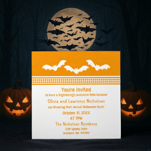 Gone Batty Halloween Party Invite, Oranje & White Kaart