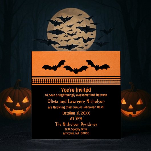 Gone Batty Halloween Party Invite, Sinaasappel Kaart