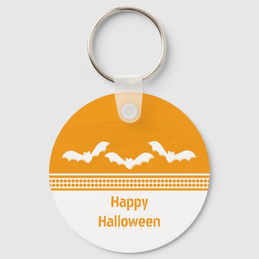 Gone Batty Halloween Sleutelhanger, Oranje & wit Sleutelhanger (Voorkant)