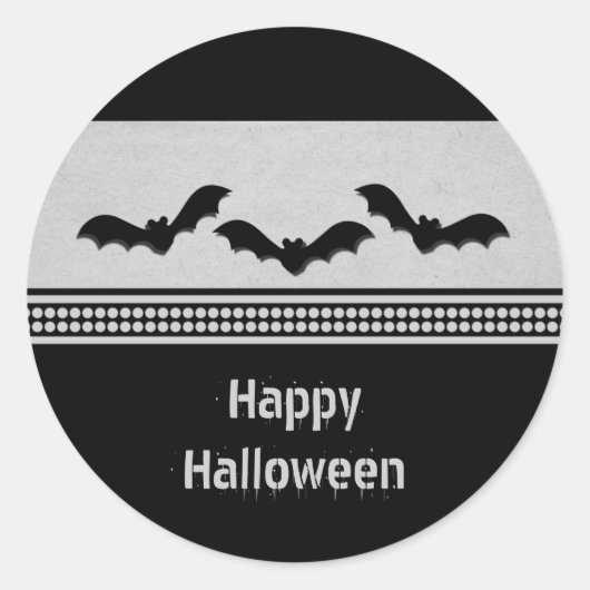 Gone Batty Halloween Stickers, Light Grey Ronde Sticker (Voorkant)