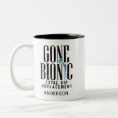 Gone Bionic Hip Replacement Celebration Tweekleurige Koffiemok (Links)