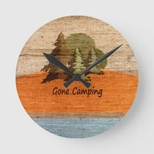 Gone Camping Wood look Natuur Lovers Ronde Klok