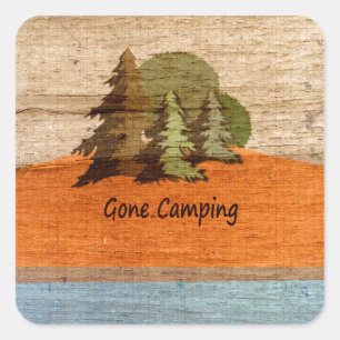 Gone Camping Wood look Natuur Lovers Vierkante Sticker
