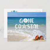 Gone Coastal Beach Wave Shells Foto Moving Aankondigingskaart (Voorkant / Achterkant)