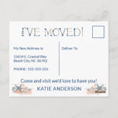 Gone Coastal Blue Coral Waterverf Ik ben verhuisd  Briefkaart (Achterkant)