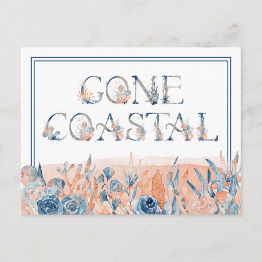 Gone Coastal Blue Coral Waterverf Ik ben verhuisd  Briefkaart (Voorkant)