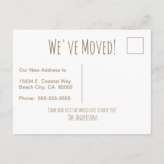 Gone Coastal New Home Beach Path Waterverf Aankondigingskaart (Achterkant)