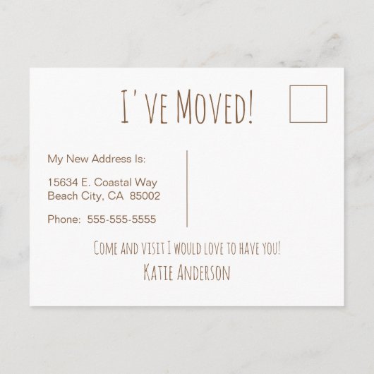 Gone Coastal New Home Beach Path Waterverf Aankondigingskaart (Achterkant)