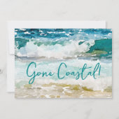Gone Coastal New Home Wave op het strand Waterverf Aankondiging (Voorkant)