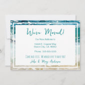 Gone Coastal New Home Wave op het strand Waterverf Aankondiging (Achterkant)