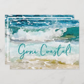 Gone Coastal New Home Wave op het strand Waterverf Aankondiging (Voorkant / Achterkant)