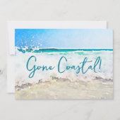 Gone Coastal New Home Wave op het strand Waterverf Aankondiging (Voorkant)