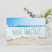 Gone Coastal New Home Wave op het strand Waterverf Aankondiging (Staand voorkant)