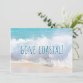 Gone Coastal New Home Wave op het strand Waterverf Aankondiging (Staand voorkant)