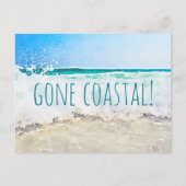 Gone Coastal New Home Wave op het strand Waterverf Aankondigingskaart (Voorkant)