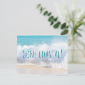 Gone Coastal New Home Wave op het strand Waterverf Aankondigingskaart (Staand voorkant)