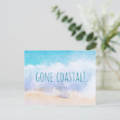 Gone Coastal New Home Wave op het strand Waterverf Aankondigingskaart (Staand voorkant)