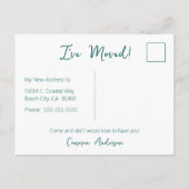 Gone Coastal New Home Wave op het strand Waterverf Aankondigingskaart (Achterkant)