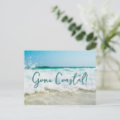 Gone Coastal New Home Wave op het strand Waterverf Aankondigingskaart (Staand voorkant)