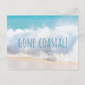 Gone Coastal New Home Wave op het strand Waterverf Aankondigingskaart (Voorkant)