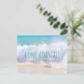 Gone Coastal New Home Wave op het strand Waterverf Aankondigingskaart (Staand voorkant)