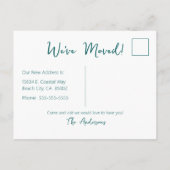 Gone Coastal New Home Wave op het strand Waterverf Aankondigingskaart (Achterkant)