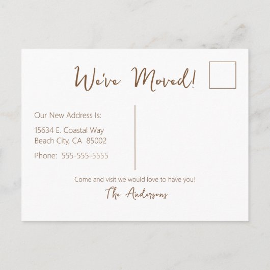 Gone Coastal New Home Wave op het strand Waterverf Aankondigingskaart (Achterkant)