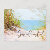 Gone Coastal New Home Wave op het strand Waterverf Aankondigingskaart (Voorkant)