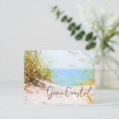 Gone Coastal New Home Wave op het strand Waterverf Aankondigingskaart (Staand voorkant)