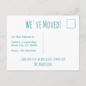 Gone Coastal New Home Wave op het strand Waterverf Aankondigingskaart (Achterkant)