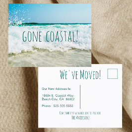 Gone Coastal New Home Wave op het strand Waterverf Aankondigingskaart