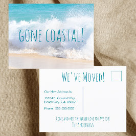 Gone Coastal New Home Wave op het strand Waterverf Aankondigingskaart