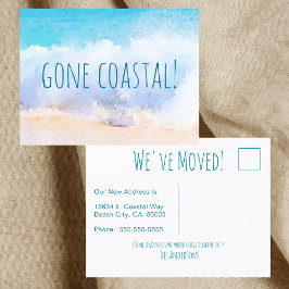 Gone Coastal New Home Wave op het strand Waterverf Aankondigingskaart