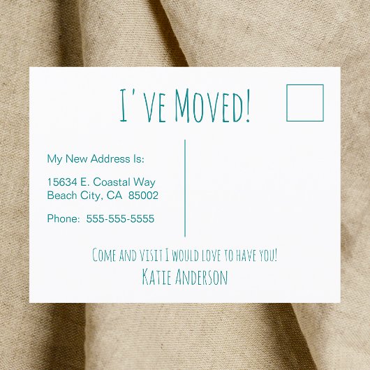 Gone Coastal New Home Wave op het strand Waterverf Aankondigingskaart