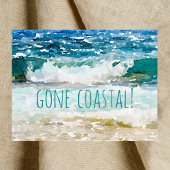 Gone Coastal New Home Wave op het strand Waterverf Aankondigingskaart