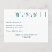 Gone Coastal New Home Wave op het strand Waterverf Aankondigingskaart (Achterkant)