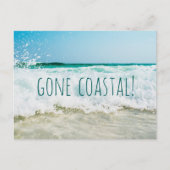 Gone Coastal New Home Wave op het strand Waterverf Aankondigingskaart (Voorkant)