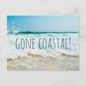 Gone Coastal New Home Wave op het strand Waterverf Aankondigingskaart (Voorkant)