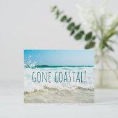Gone Coastal New Home Wave op het strand Waterverf Aankondigingskaart (Staand voorkant)