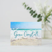Gone Coastal New Home Wave op het strand Waterverf Aankondigingskaart (Staand voorkant)
