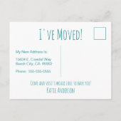 Gone Coastal New Home Wave op het strand Waterverf Aankondigingskaart (Achterkant)