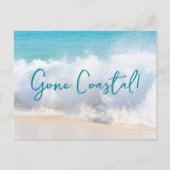 Gone Coastal New Home Wave op het strand Waterverf Aankondigingskaart (Voorkant)