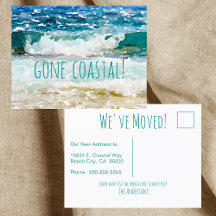 Gone Coastal Nieuw Thuis Golf Op Strand Aquarel