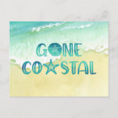 Gone Coastal Waterverf Beach Wave Moving Announce Aankondigingskaart (Voorkant)