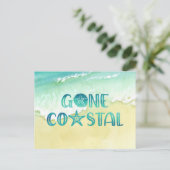Gone Coastal Waterverf Beach Wave Moving Announce Aankondigingskaart (Staand voorkant)